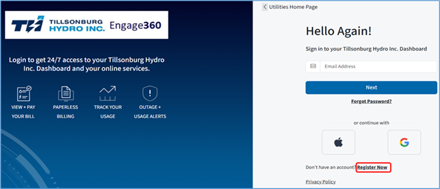 login screen for Engage360